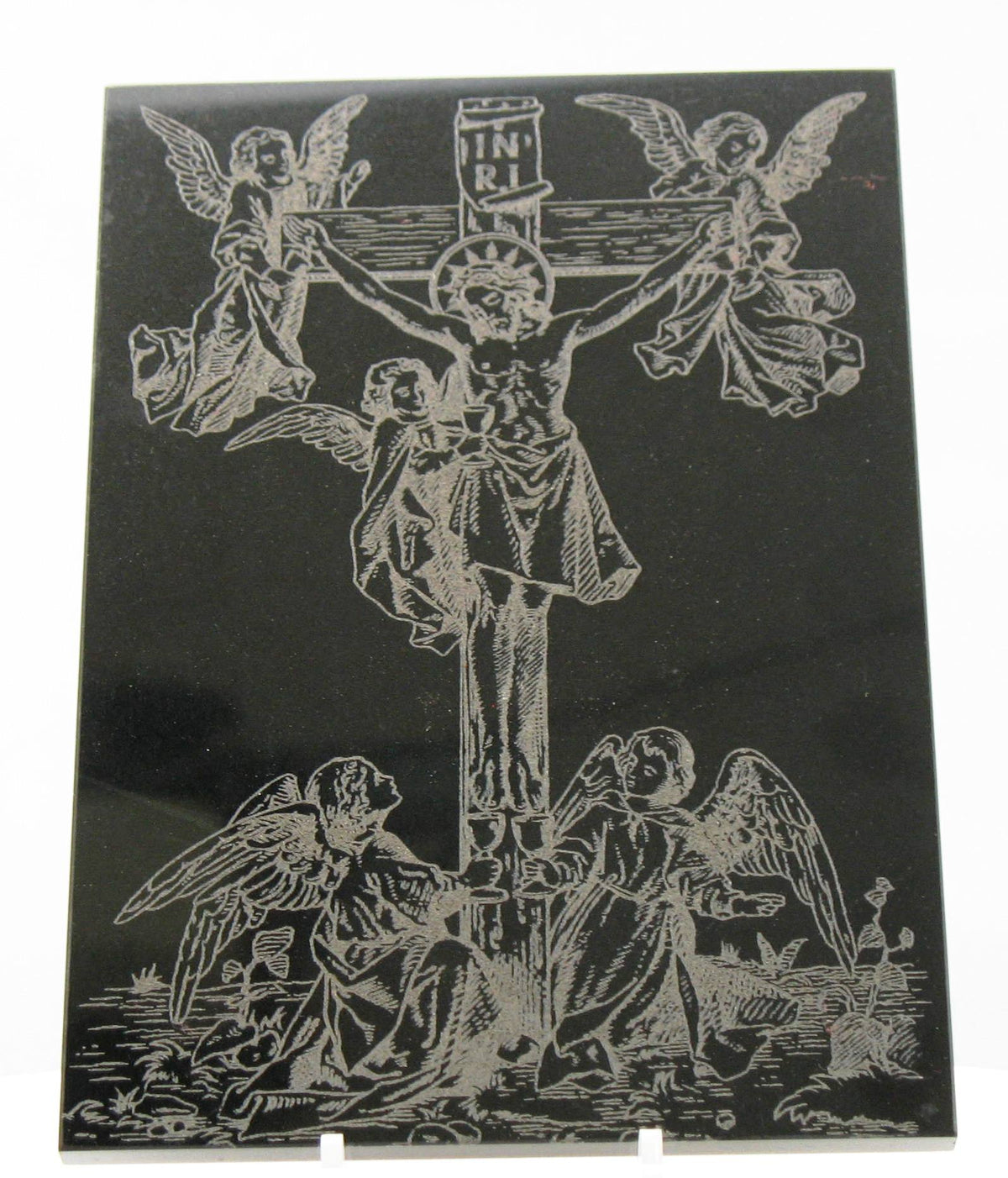 Jesus with Angels on Black Polished Marble