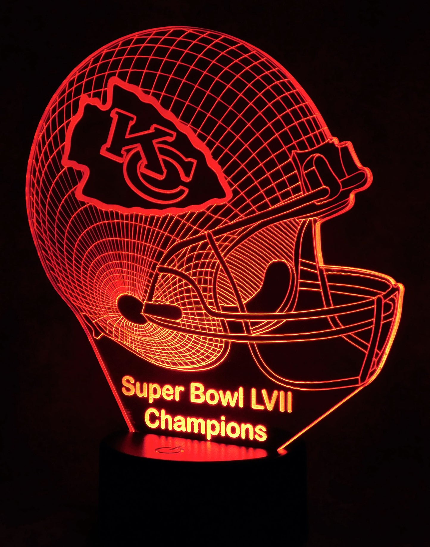 Kansas City Chiefs Football Helmet 3-D Optical Illusion Multicolored LED Lamp