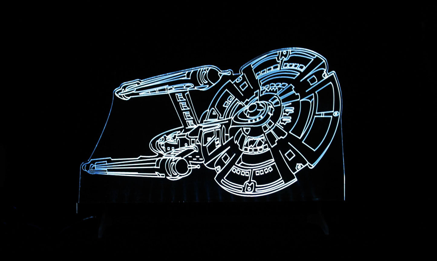 Starship Enterprise Large Rectangle 3-D Optical Illusion LED