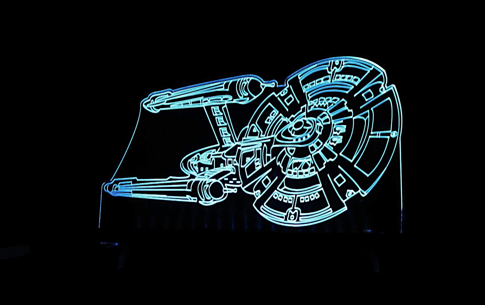 Starship Enterprise Large Rectangle 3-D Optical Illusion LED