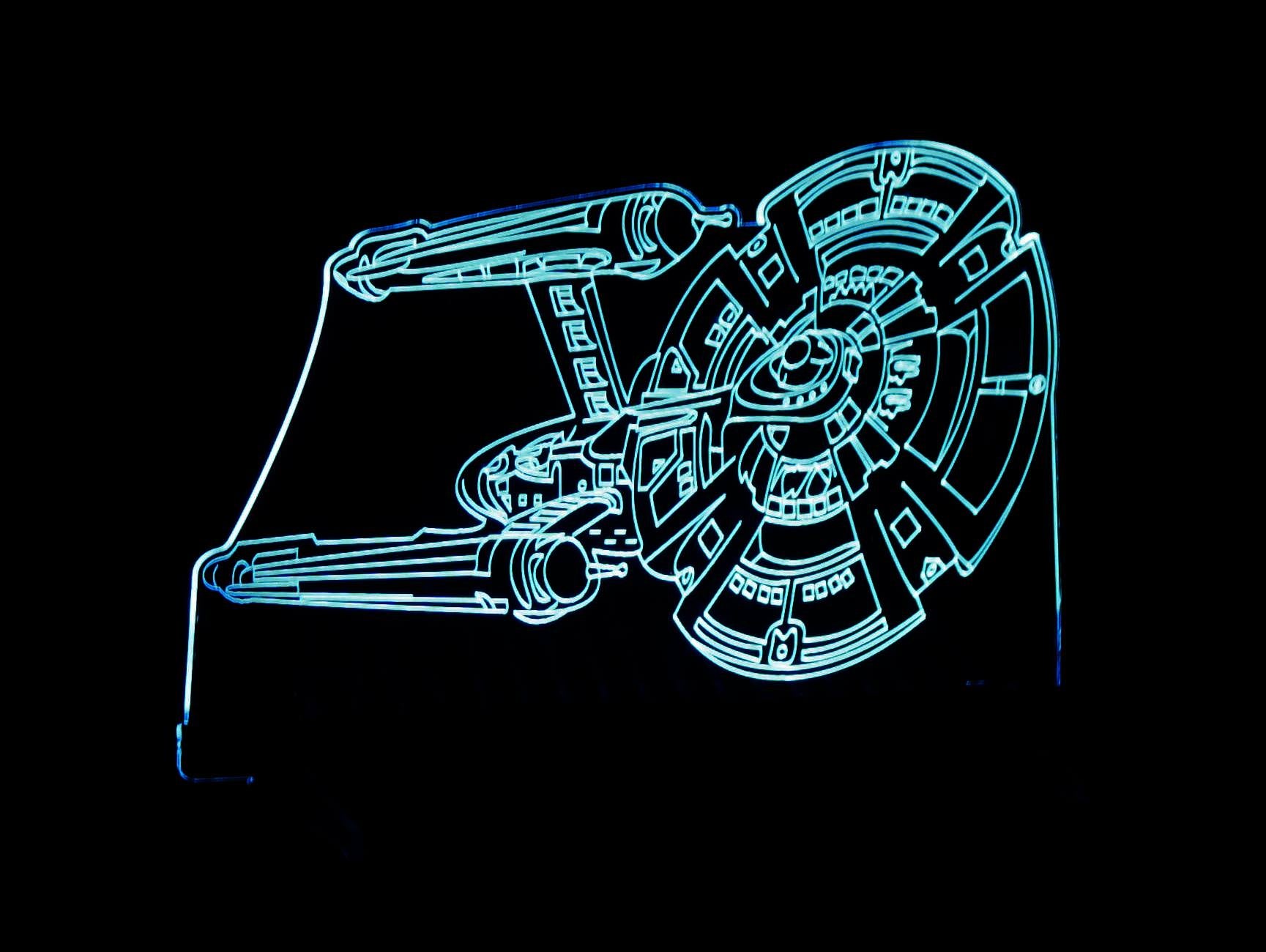 Starship Enterprise Large Rectangle 3-D Optical Illusion LED