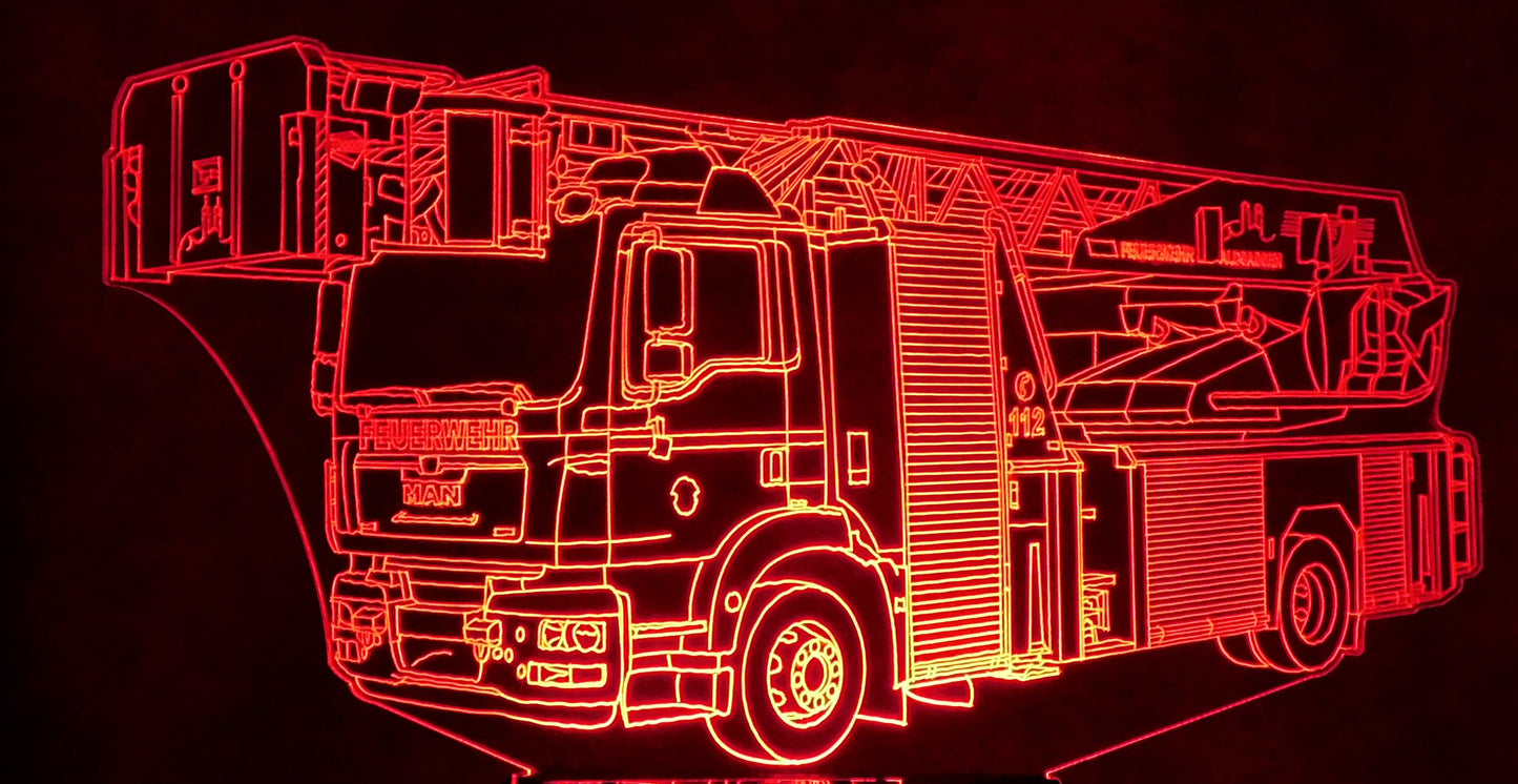 Fire Engine Ladder Truck 3-D Optical Illusion Multicolored Light