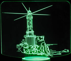 Lighthouse Seashore 3-D Optical Illusion Multicolored LED Lamp