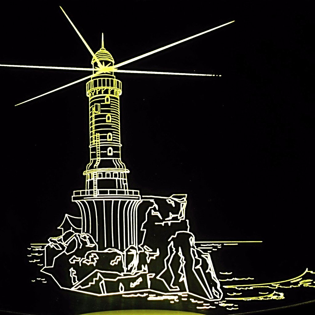 Lighthouse Seashore 3-D Optical Illusion Multicolored LED Lamp