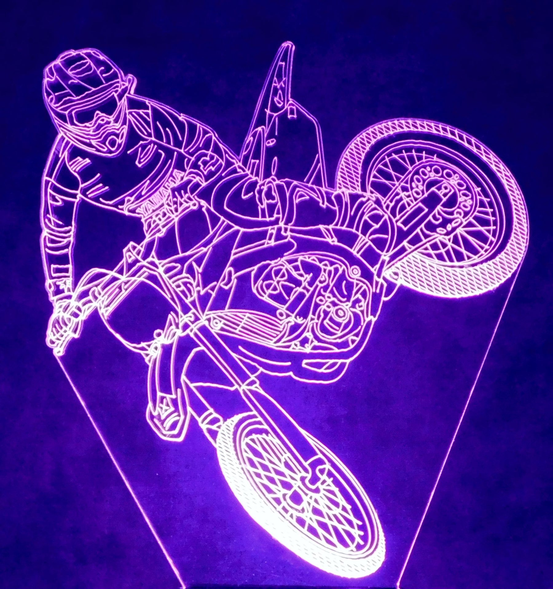MotoCross Rider 3-D Optical Illusion Multicolored LED Lamp