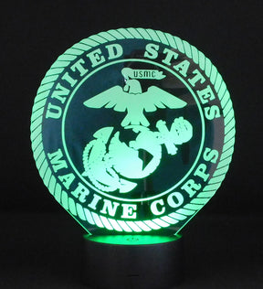 Marines Logo 3-D Optical Illusion Multicolored LED Lamp