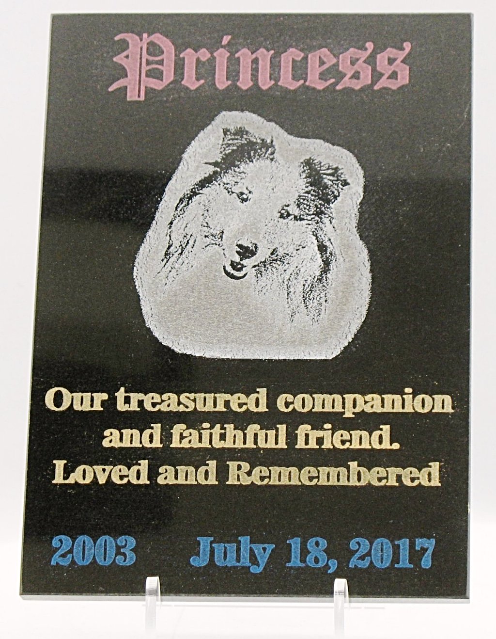 Personalized Laser Engraved Granite Pet Memorial