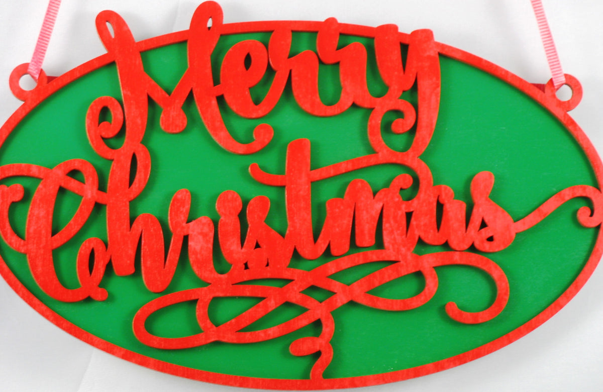Merry Christmas Painted or Unfinished Wall Plaque