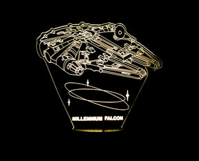 Millennium Falcon Flying 3-D Optical Illusion LED Desk, Table, Night Lamp