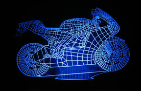 Motorcycle Street Bike  3-D Optical Illusion Multicolored LED Lamp