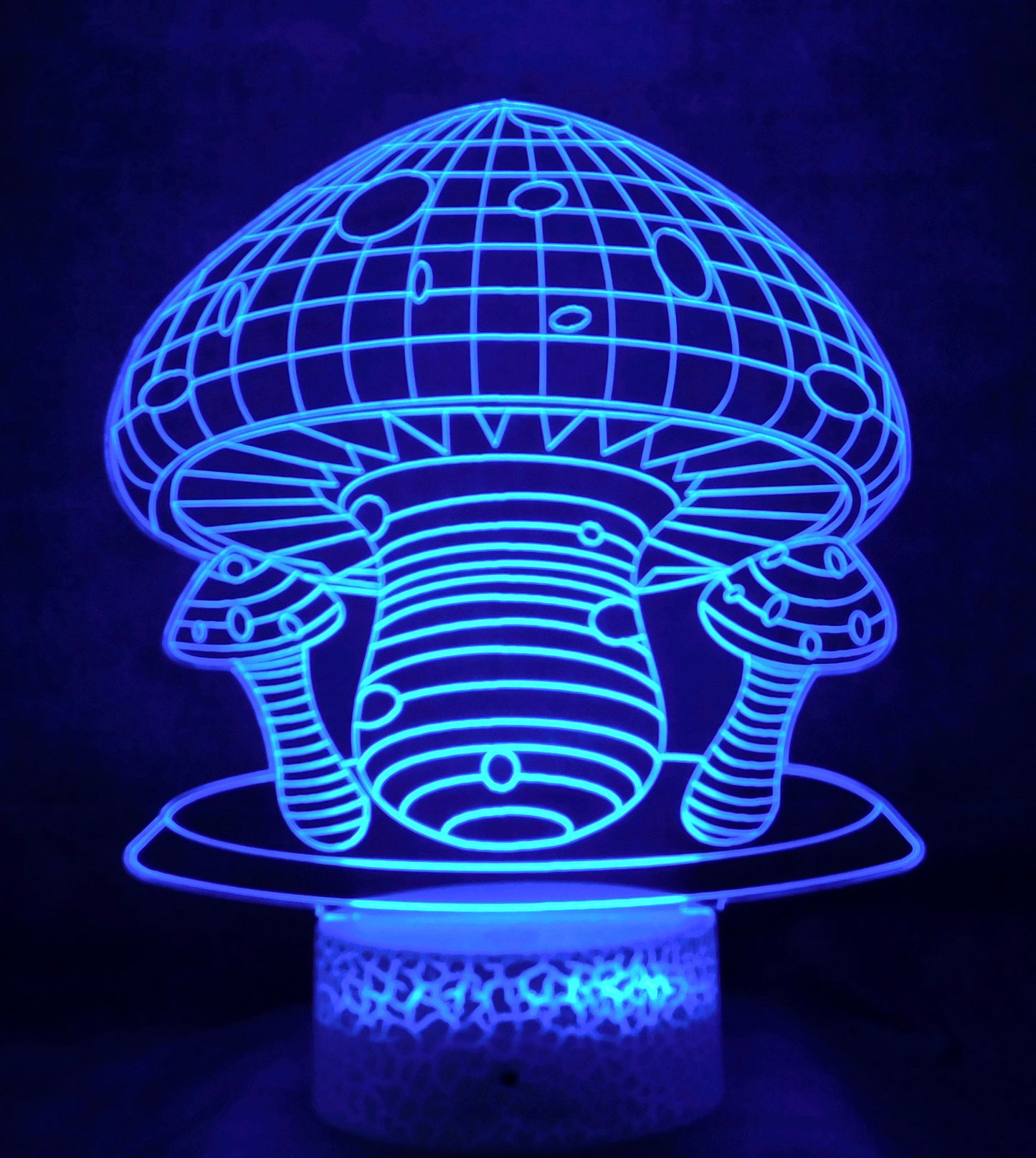 Mushroom 3-D Optical Illusion Multicolored Light