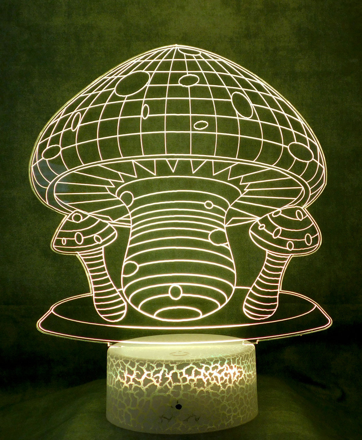 Mushroom 3-D Optical Illusion Multicolored Light