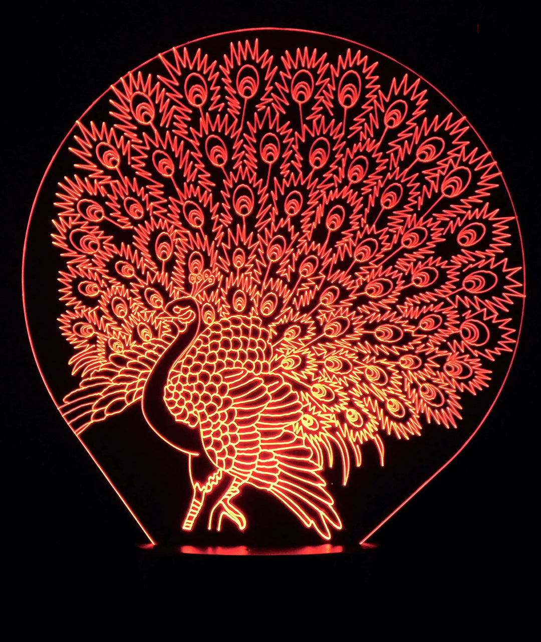 Peacock 3-D Optical Illusion Multicolored Light