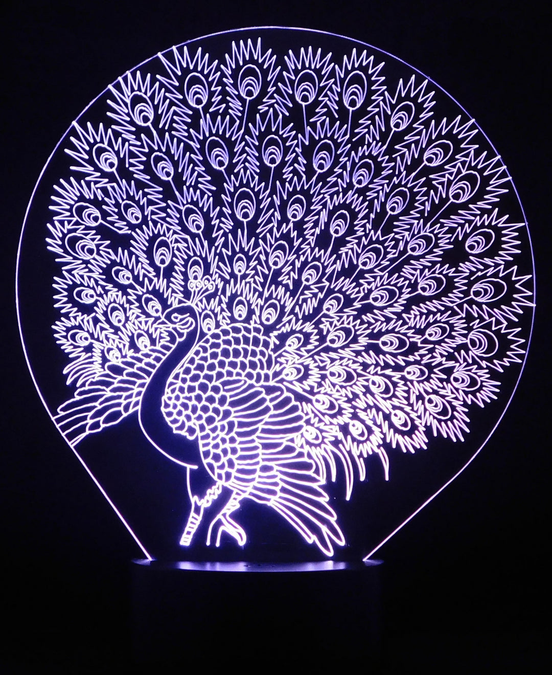 Peacock 3-D Optical Illusion Multicolored Light