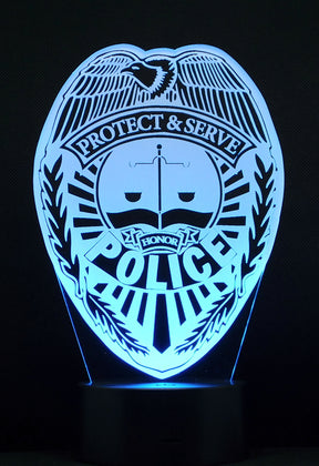 Police Logo 3-D Optical Illusion Multicolored LED Lamp