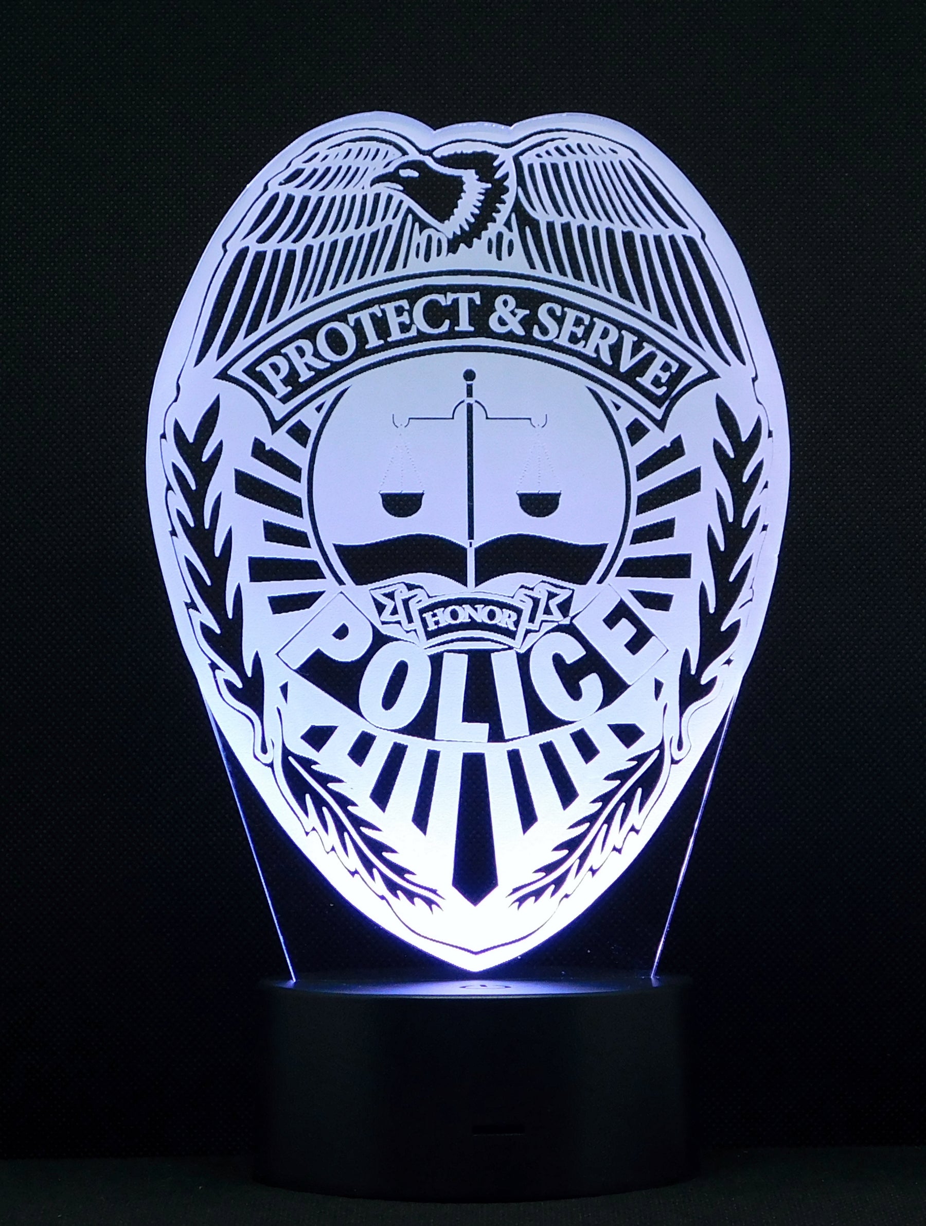 Police Logo 3-D Optical Illusion Multicolored LED Lamp