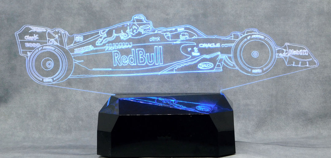 Red Bull F-1 Side View Race Car 3-D Optical Illusion Multicolored Light