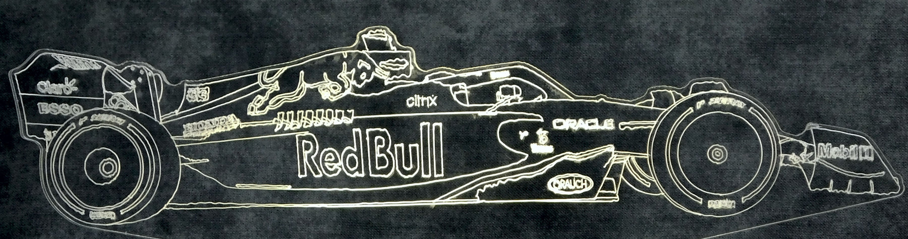 Red Bull F-1 Side View Race Car 3-D Optical Illusion Multicolored Light