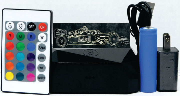 Red Bull F-1 Side View Race Car 3-D Optical Illusion Multicolored Light