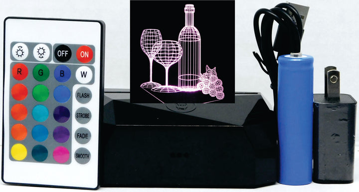 Wine Setting 3-D Optical Illusion Multicolored Lamp