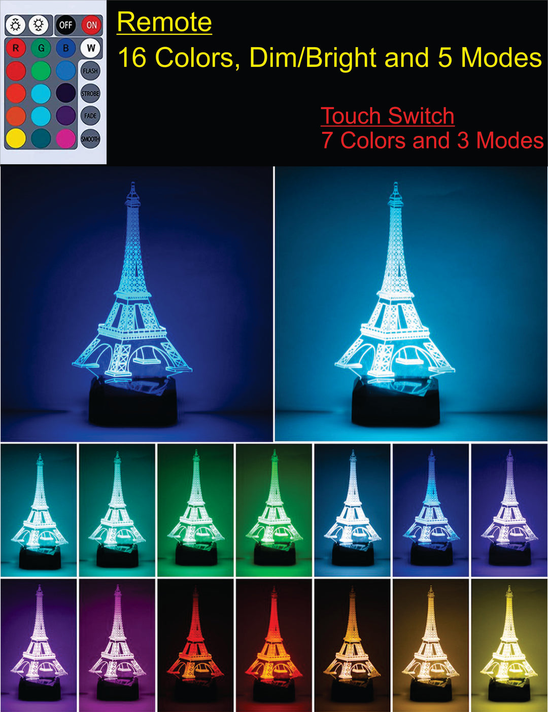 EMT Logo 3-D Optical Illusion Multicolored LED Lamp