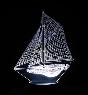 Sailboat 3-D Optical Illusion LED Desk, Table, Night Lamp