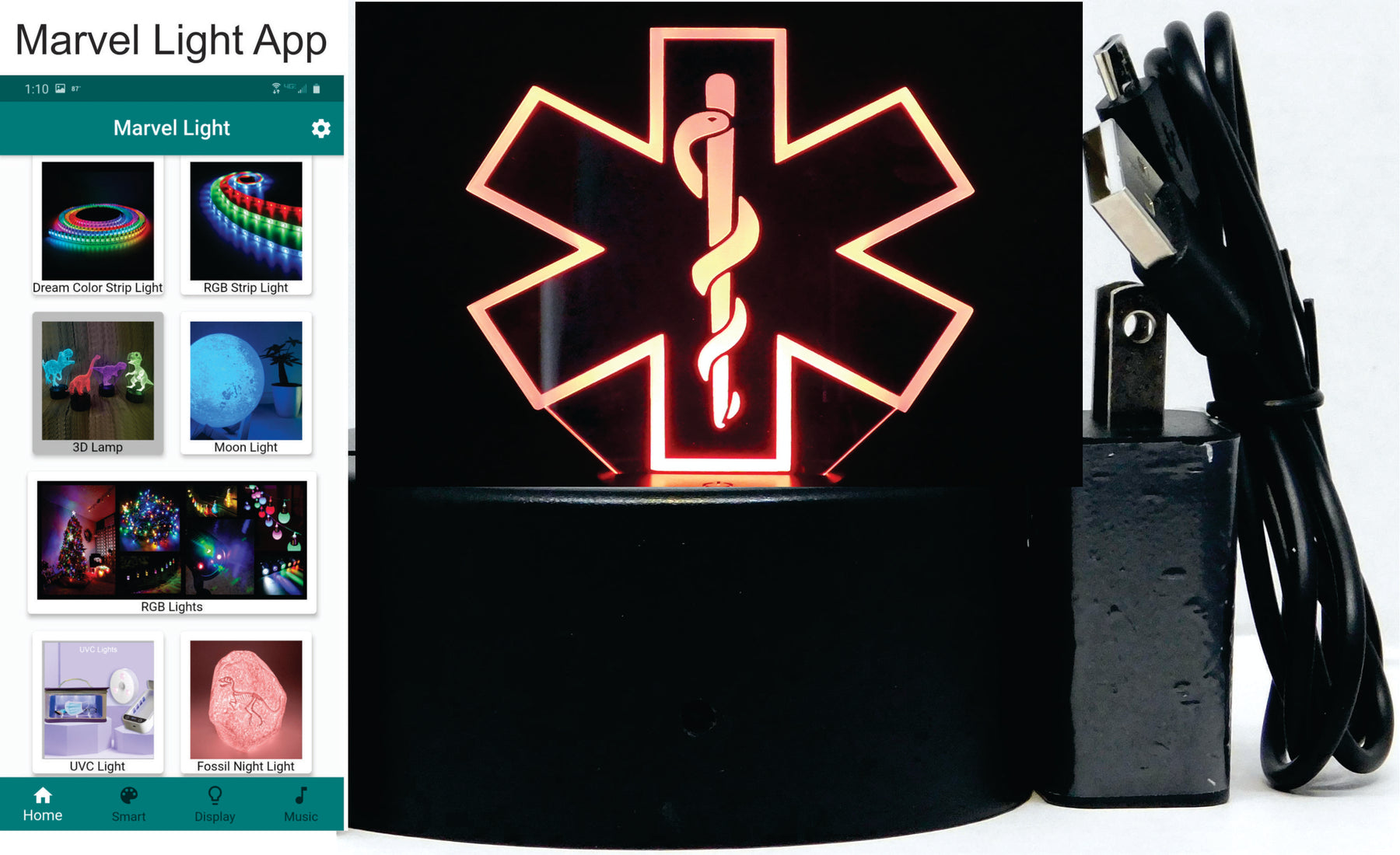 EMT Logo 3-D Optical Illusion Multicolored LED Lamp