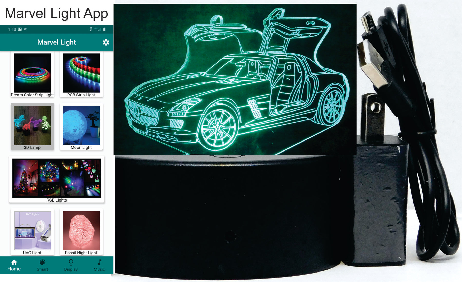 Mercedes 2013 SLS 3-D Optical Illusion Multicolored Light