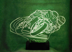 Motorcycle Road Racer 3-D Optical Illusion Multicolored LED Lamp