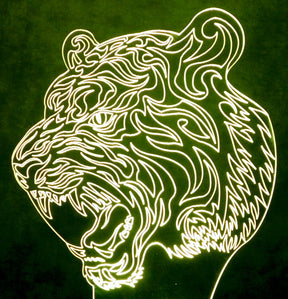 Tiger's Head Image 3-D Optical Illusion Multicolored Lamp