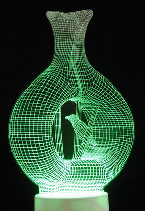 Vase with Bird 3-D Optical Illusion Multicolored Lamp