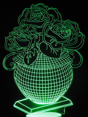 Vase with Roses 3-D Optical Illusion Multicolored Lamp