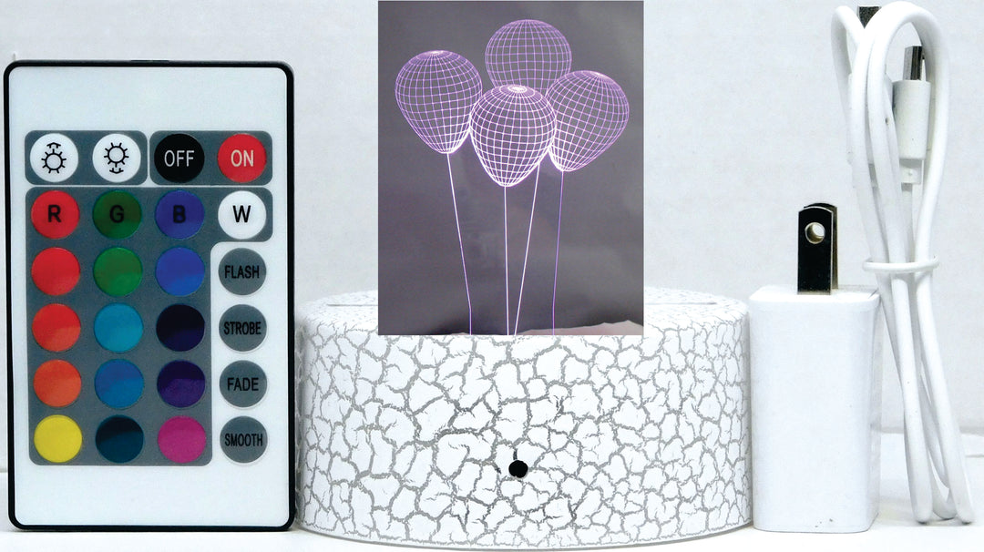 Balloons 3-D Optical Illusion Multicolored Light