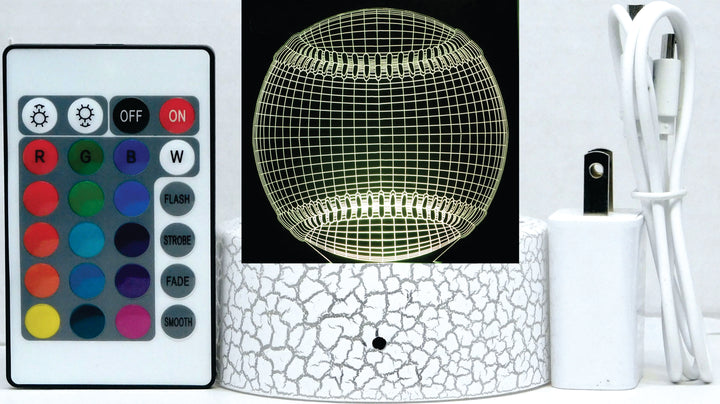 Baseball 3-D Optical Illusion Multicolored Light