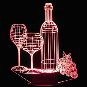 Wine Setting 3-D Optical Illusion Multicolored Lamp
