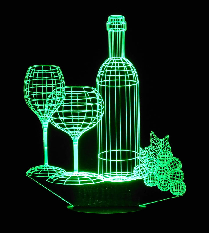 Wine Setting 3-D Optical Illusion Multicolored Lamp