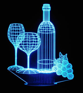 Wine Setting 3-D Optical Illusion Multicolored Lamp