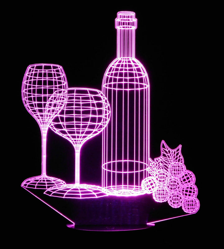 Wine Setting 3-D Optical Illusion Multicolored Lamp