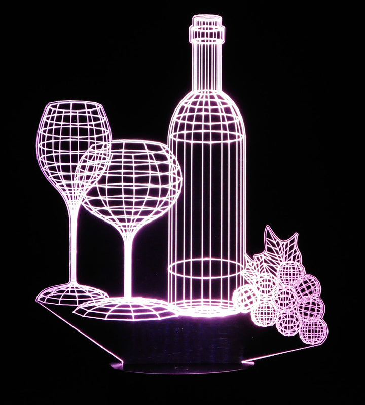 Wine Setting 3-D Optical Illusion Multicolored Lamp