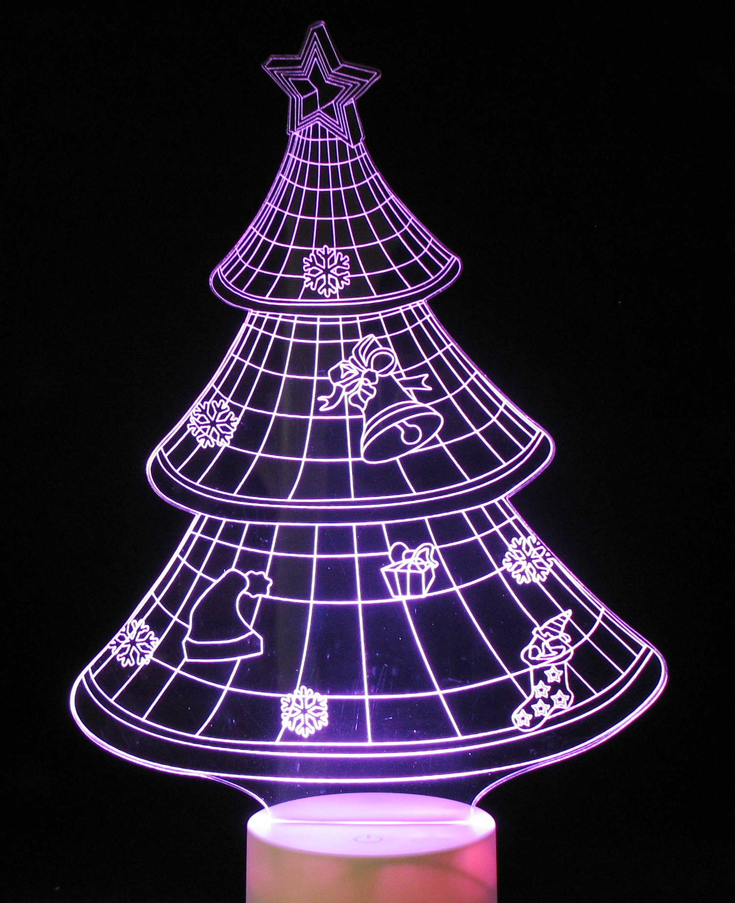 Christmas Trees 3-D Optical Illusion Multicolored Lamp